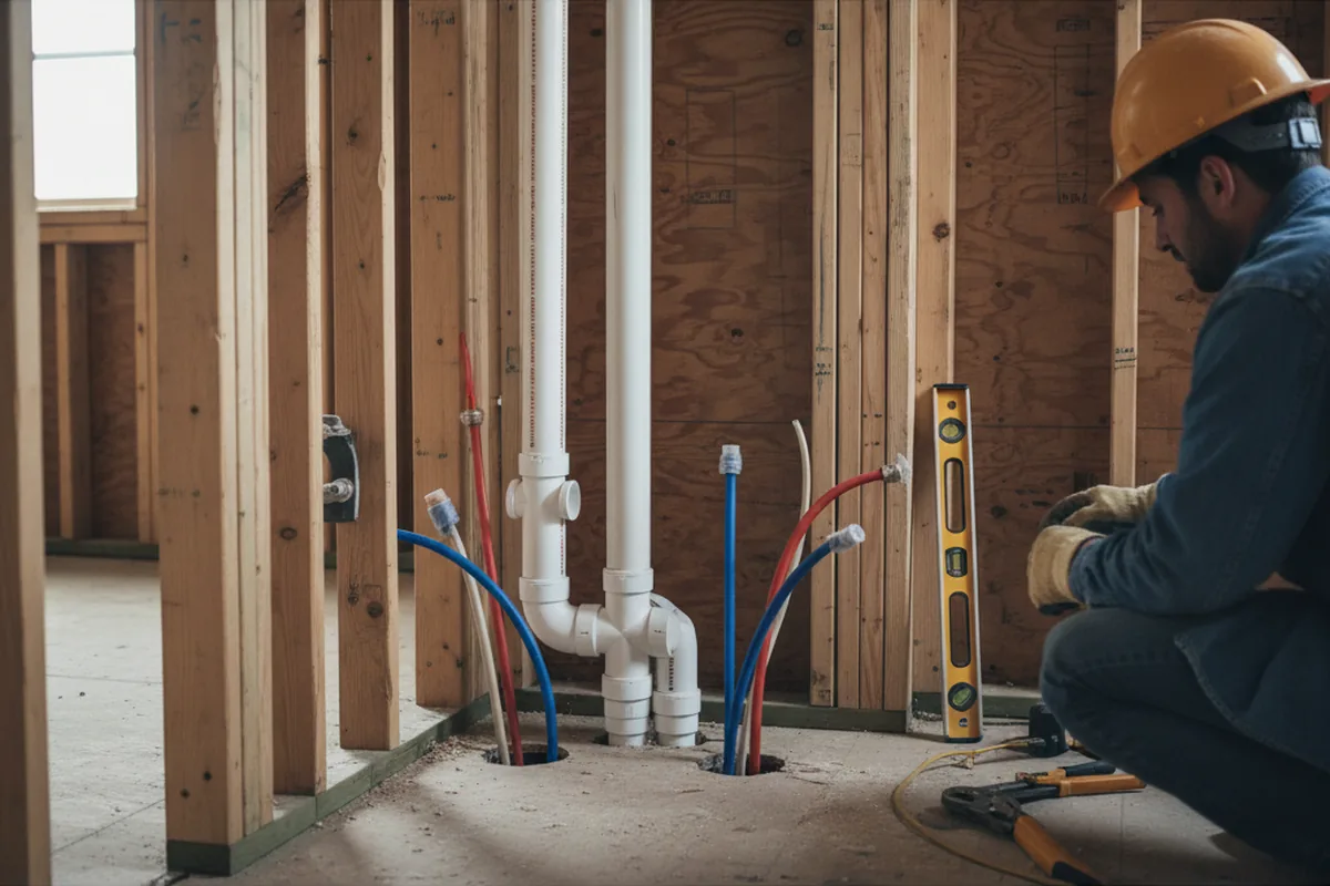 Drain and supply rough-in during Drain Cleaning in Gilbertsville
